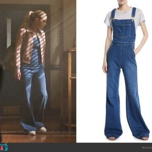 Wide Leg Denim Overalls by Frame